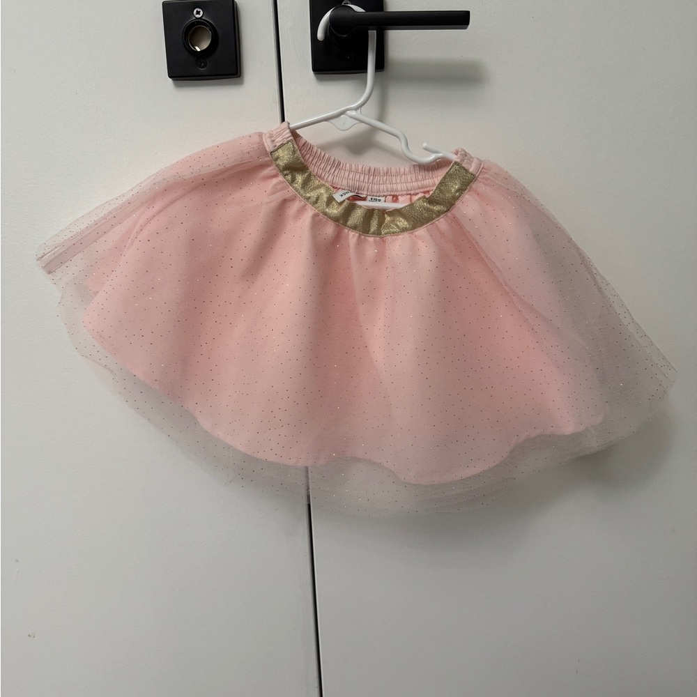 Janie and Jack Pink Tulle Skirt with Gold Glitter Dots size 6-12 months